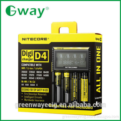 nitecore lcd charger D4 wholesale nitecore d4 intelligent charger for 18650 Li-ion battery nitecore d4 intellicharger i2/i4/d4